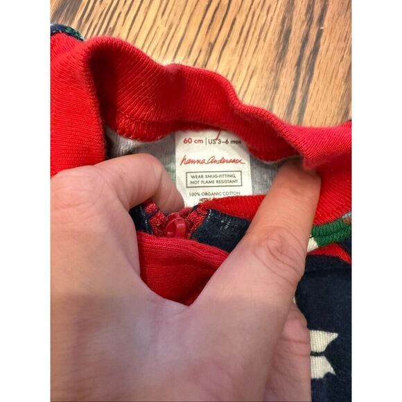 Hanna Andersson Blue Red Gnomes Print Christmas Sleeper Footie Size 3-6 Months - Picture 5 of 5